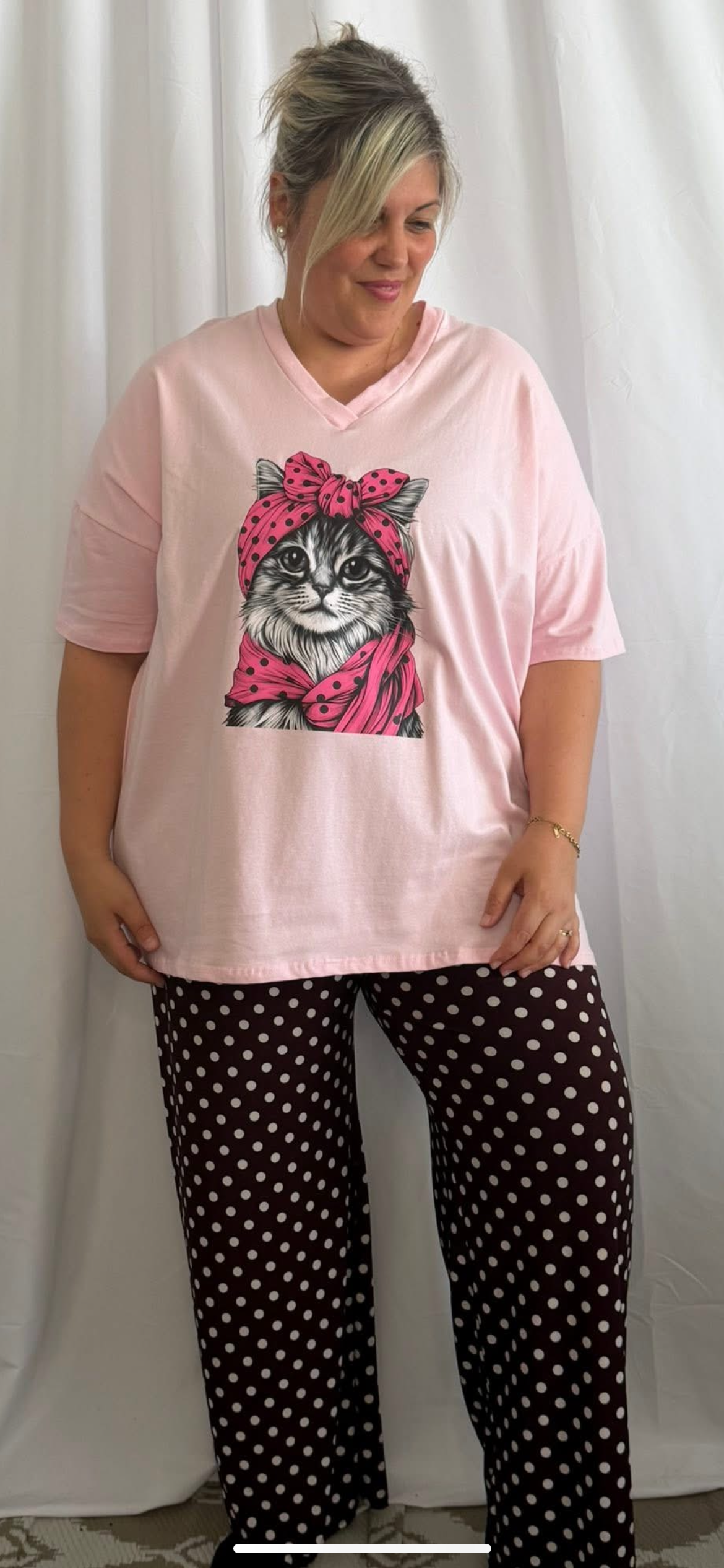 Tee-shirt chat pois