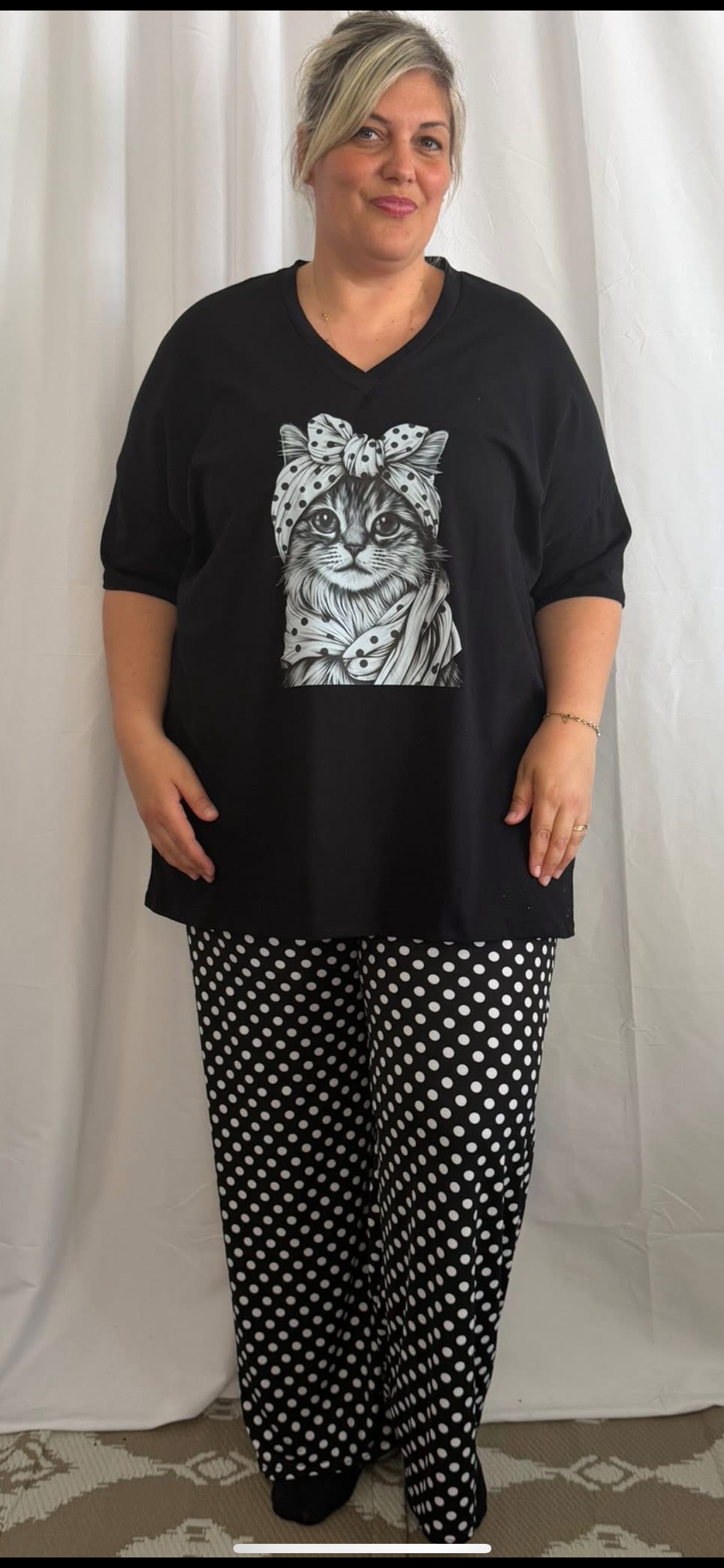 Tee-shirt chat pois